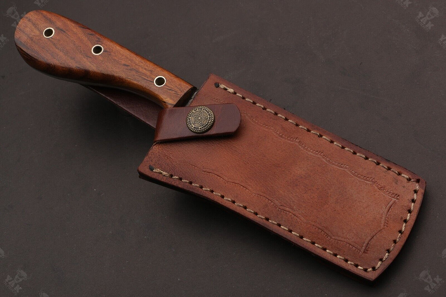 Best 8" Best Damascus Steel Bull Cutter Knife Custom Cowboy Bull Knife with Wood Handle