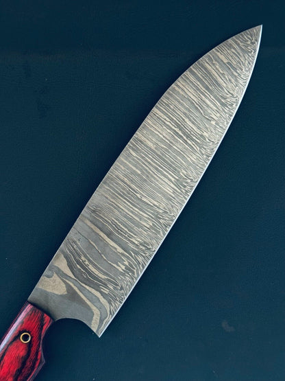 13" Handmade Fire Storm Damascus Steel Chef Knife – Kitchen Fillet Knife with Bone & Wood Handle