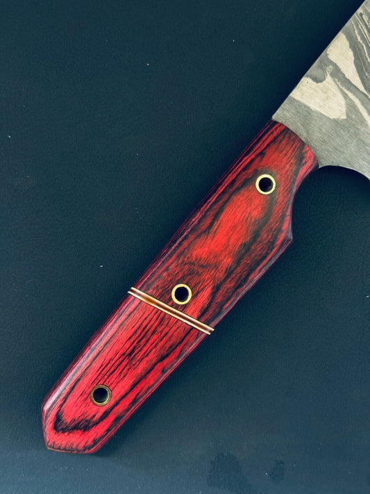 13" Handmade Fire Storm Damascus Steel Chef Knife – Kitchen Fillet Knife with Bone & Wood Handle