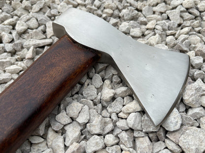 Handmade 15.5 Inch Viking Carbon Steel Axe with Engraved Ash Wood Handle and Leather Sheath
