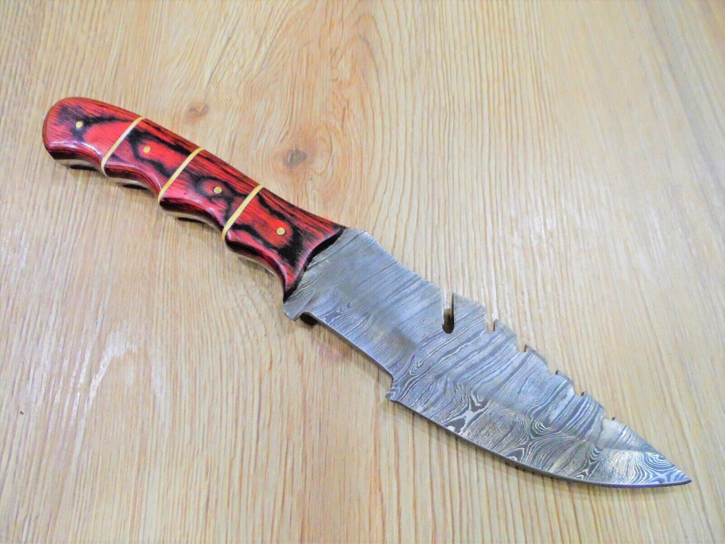 Handmade Damascus Bowie Knife | 10" Camping & Hunting Fixed Blade with Pakka Wood Handle