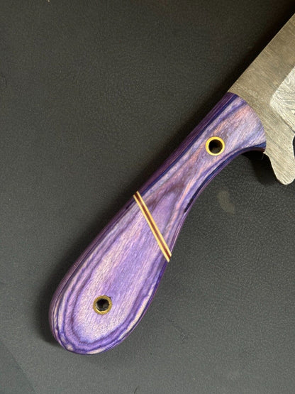 9" Damascus Steel Bull Cutter Knife Handmade Bull Cutter Knife with Wood Handle