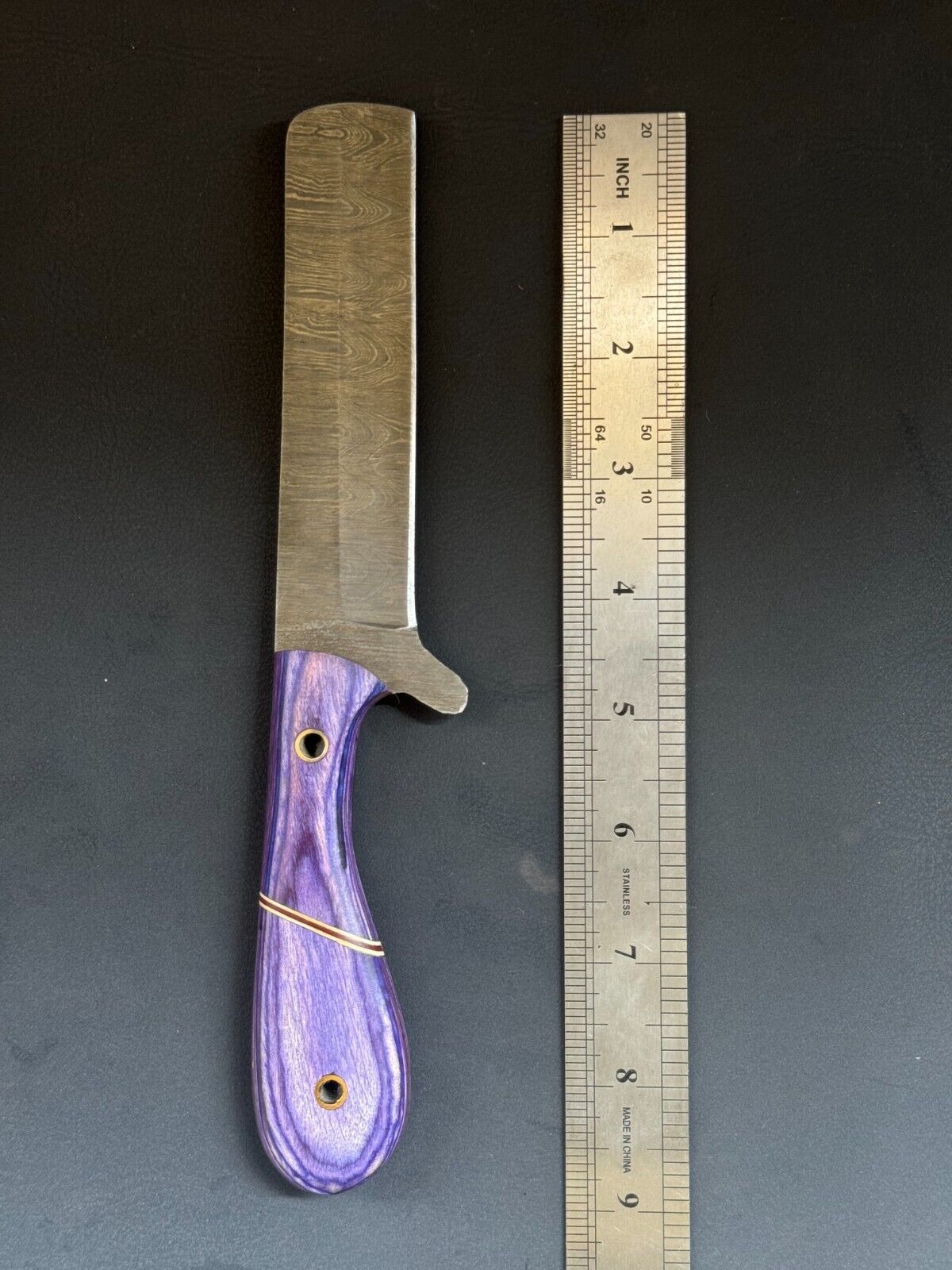 9" Damascus Steel Bull Cutter Knife Handmade Bull Cutter Knife with Wood Handle