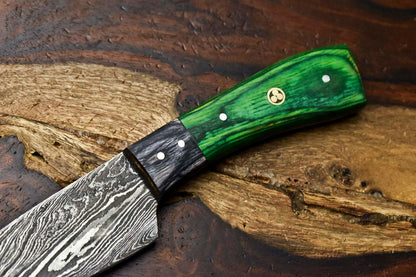 Handmade Damascus Steel Chef Knife – 8" Full Tang Kitchen Knife with Sharp Edge