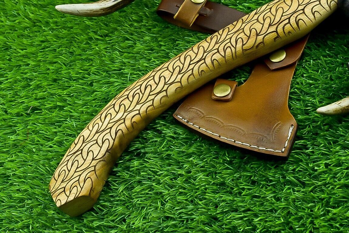 Handmade Viking Axe – Carbon Steel Tomahawk Hatchet with Olive Wood Handle