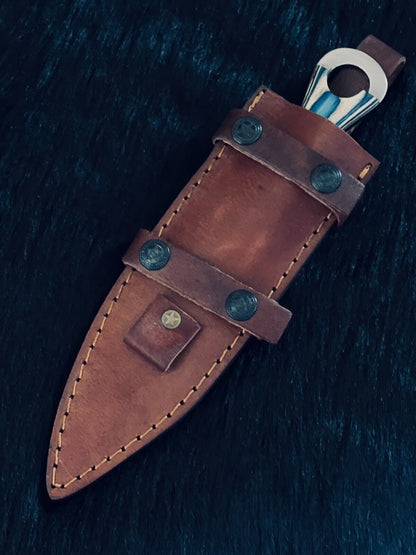 10" Fire Damascus Steel Bowie Knife – Camel Bone & Wood Handle