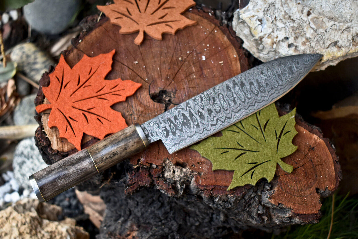 12.0" Handmade Damascus Steel Chef Knife – Full Tang Kitchen Knife, Razor Sharp Edge