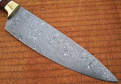 12" Damascus Chef Knife – Rain-Drop Pattern Forged Blade