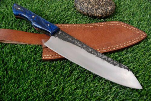 Custom Handmade Damascus Steel Hunting Dagger Knife with Leather Sheath | 12" Fixed Blade Kukri