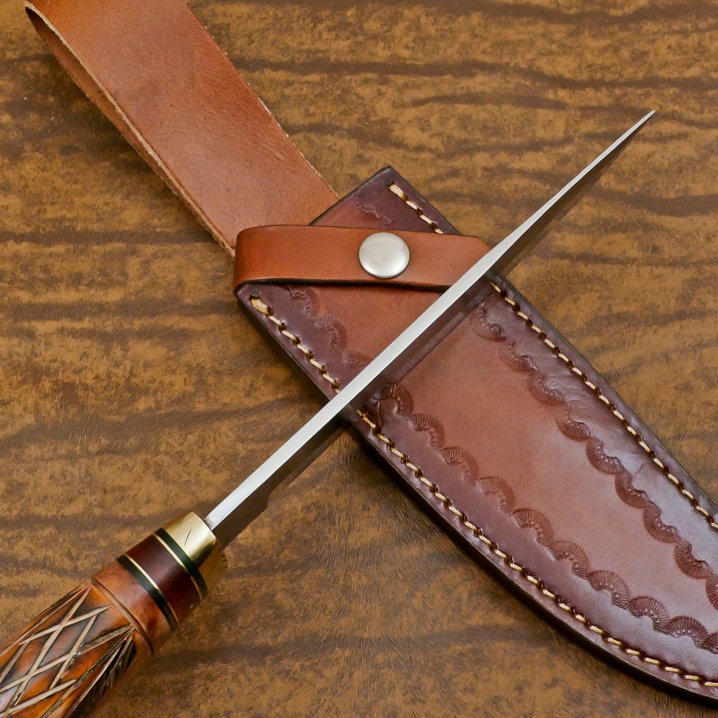 Elite 12 Inch D2 Steel Bowie Hunting Knife – Handmade Full Tang Outdoor Survival Blade