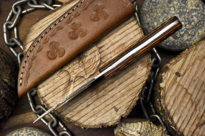 Twist Damascus Skinner Knife with Hardwood Handle – 8 Inch Hunting and Hiking Gift for Veterans