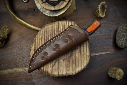 Twist Damascus Skinner Knife – 8" Tactical Bushcraft Blade with Mixed Handle