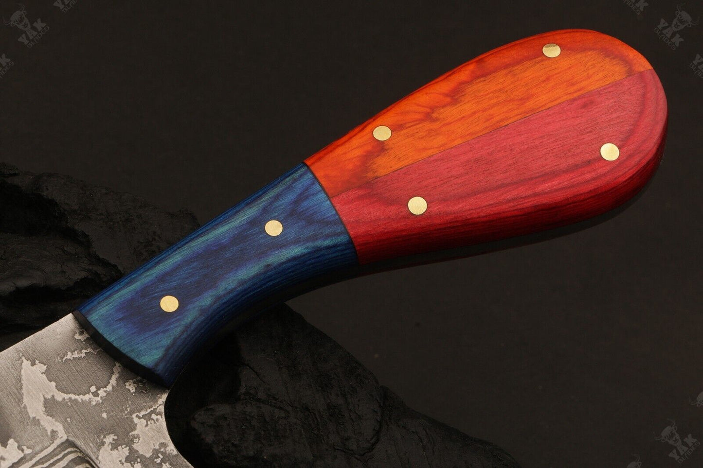 Bull Cutter 9" Damascus Steel Bull Cutter Knife Custom Cowboy Bull Knife with Wood Handle