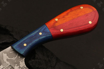 Bull Cutter 9" Damascus Steel Bull Cutter Knife Custom Cowboy Bull Knife with Wood Handle