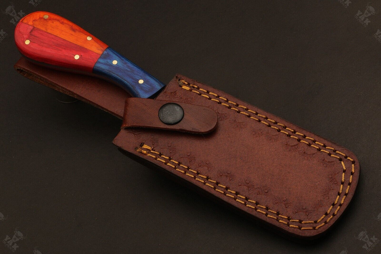 Bull Cutter 9" Damascus Steel Bull Cutter Knife Custom Cowboy Bull Knife with Wood Handle