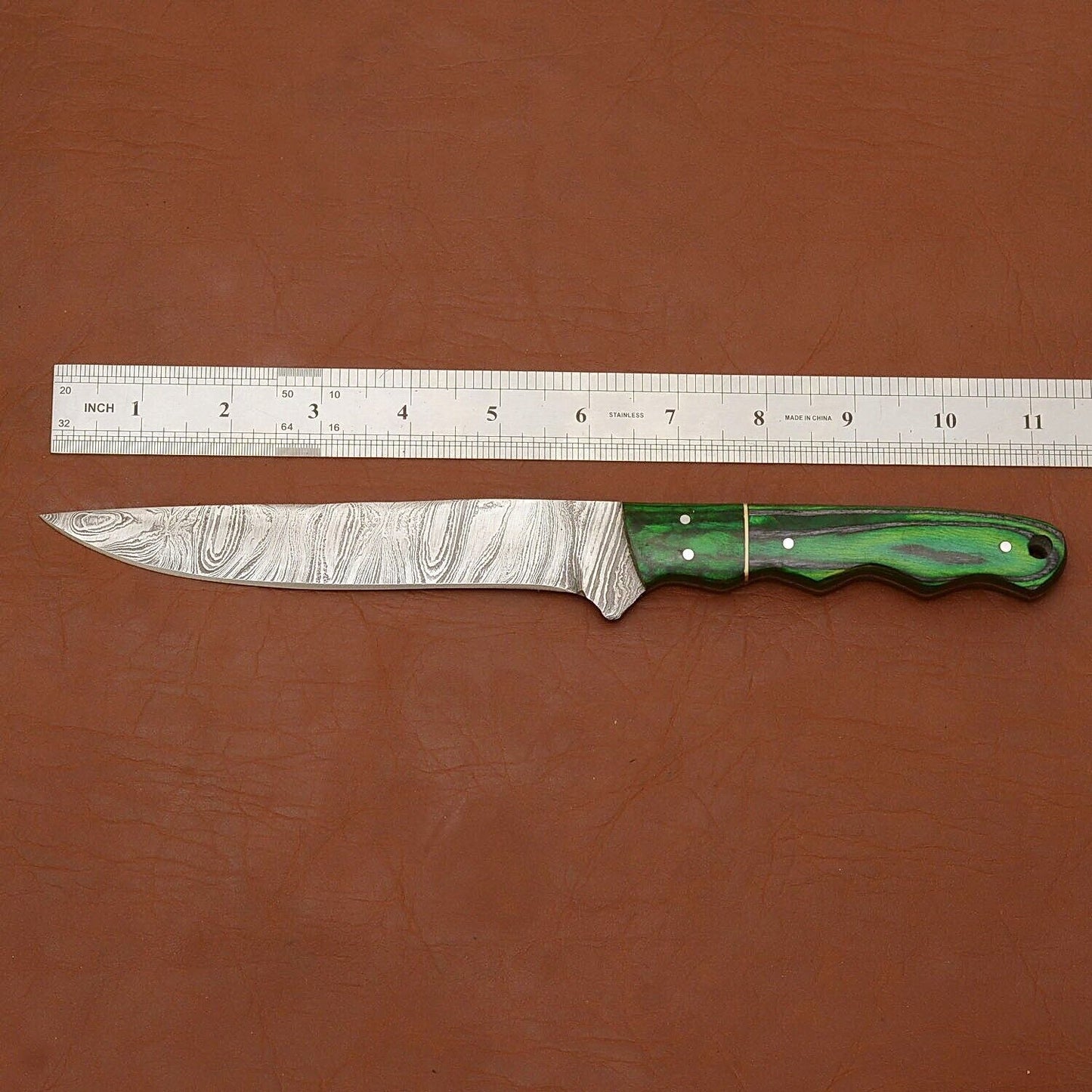 Custom Handmade Damascus Steel 7" Chef Fillet Knife with Pakka Wood Handle & Leather Sheath