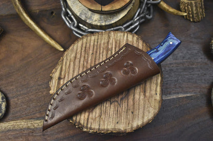 8" Hand Forged Damascus Skinner Knife Raindrop Blade Hardwood Handle Tactical EDC