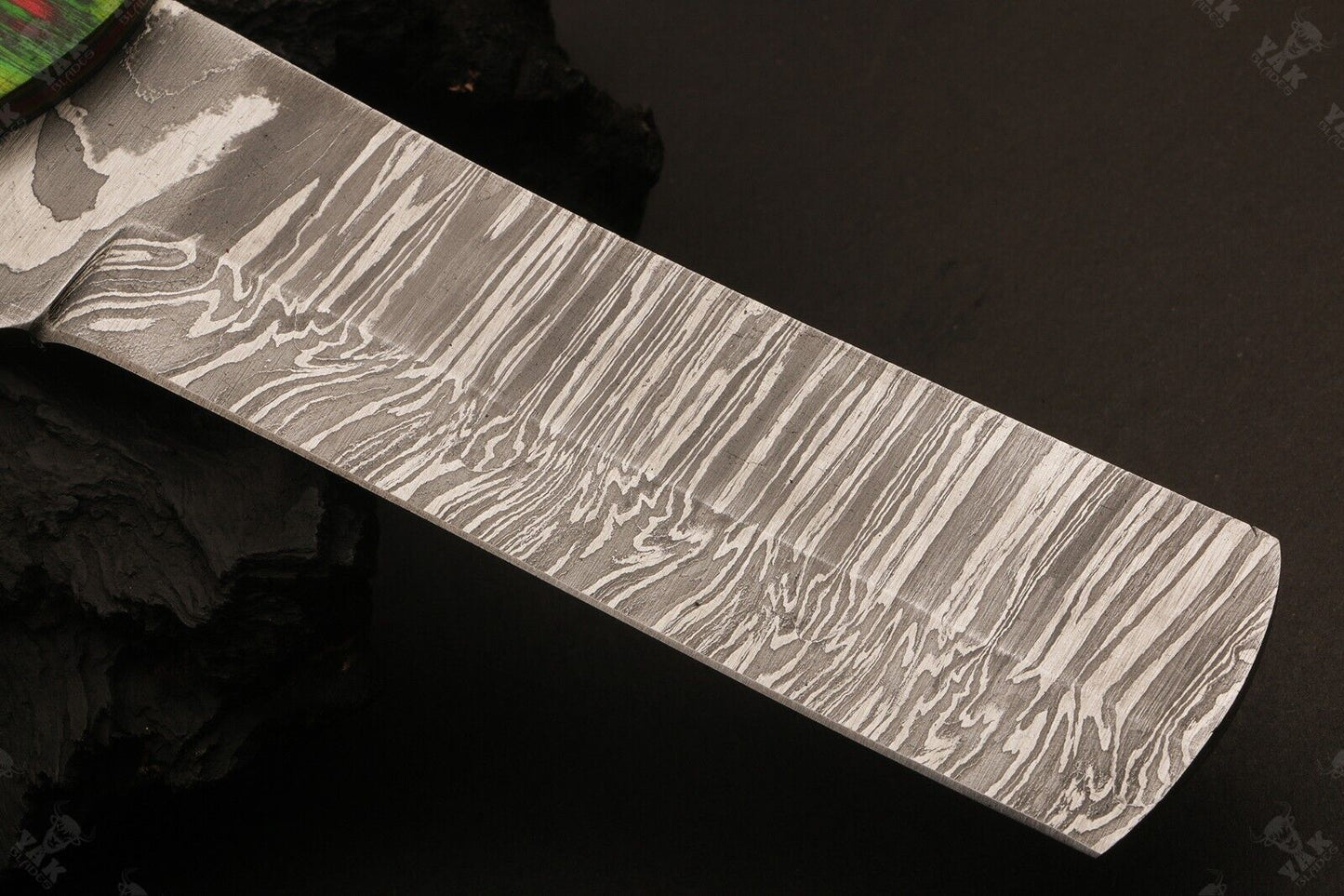 9"Damascus Steel Bull Cutter Knife Custom Cowboy Bull Knife with Wood Handle