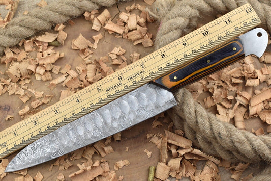 Custom Handmade Damascus Steel Kitchen Chef Knife | 12" Forged Blade with Sturl Open Tang Handle