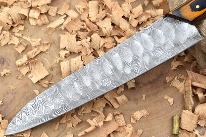 Custom Handmade Damascus Steel Kitchen Chef Knife | 12" Forged Blade with Sturl Open Tang Handle