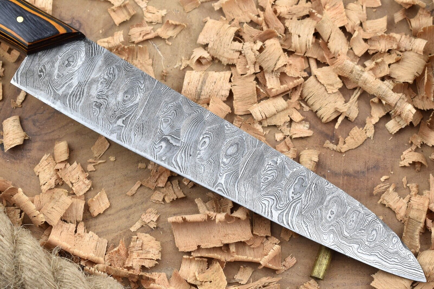 Custom Handmade Damascus Steel Kitchen Chef Knife | 12" Forged Blade with Sturl Open Tang Handle