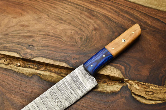 12" Handmade Damascus Steel Kitchen Chef Knife | Full Tang Professional Cooking Blade