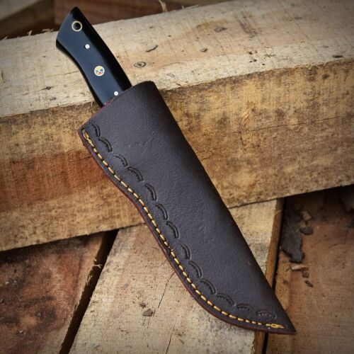 9 Inch Handmade Damascus Steel Tanto Hunting Skinner Knife with Leather Sheath