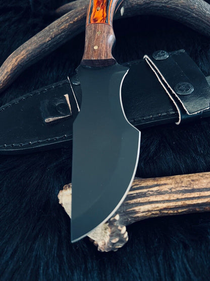 9 Inch Custom Handmade D2 Steel Tracker Knife with Camel Bone and Wood Handle