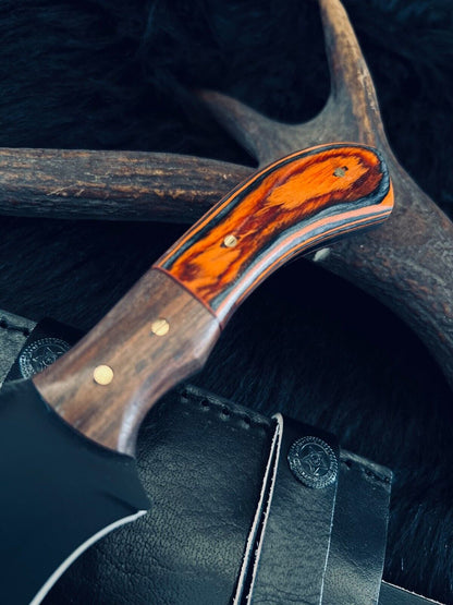 9 Inch Custom Handmade D2 Steel Tracker Knife with Camel Bone and Wood Handle