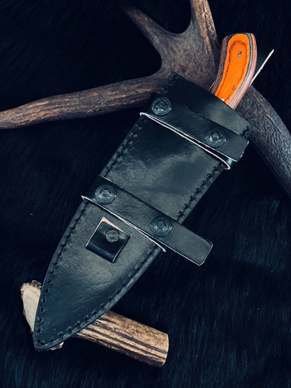 9 Inch Custom Handmade D2 Steel Tracker Knife with Camel Bone and Wood Handle
