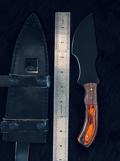 9 Inch Custom Handmade D2 Steel Tracker Knife with Camel Bone and Wood Handle