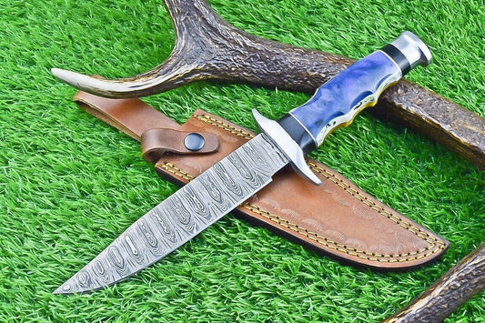 12 Inch Handcrafted Damascus Steel Bowie Knife with Resin Handle