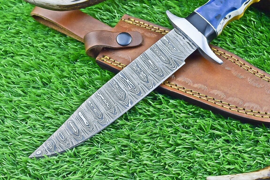 12 Inch Handcrafted Damascus Steel Bowie Knife with Resin Handle