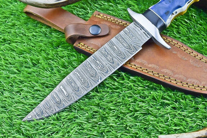 12 Inch Handcrafted Damascus Steel Bowie Knife with Resin Handle