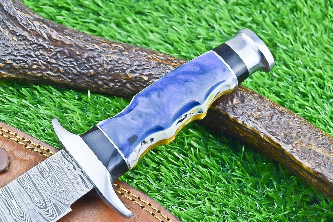 12 Inch Handcrafted Damascus Steel Bowie Knife with Resin Handle