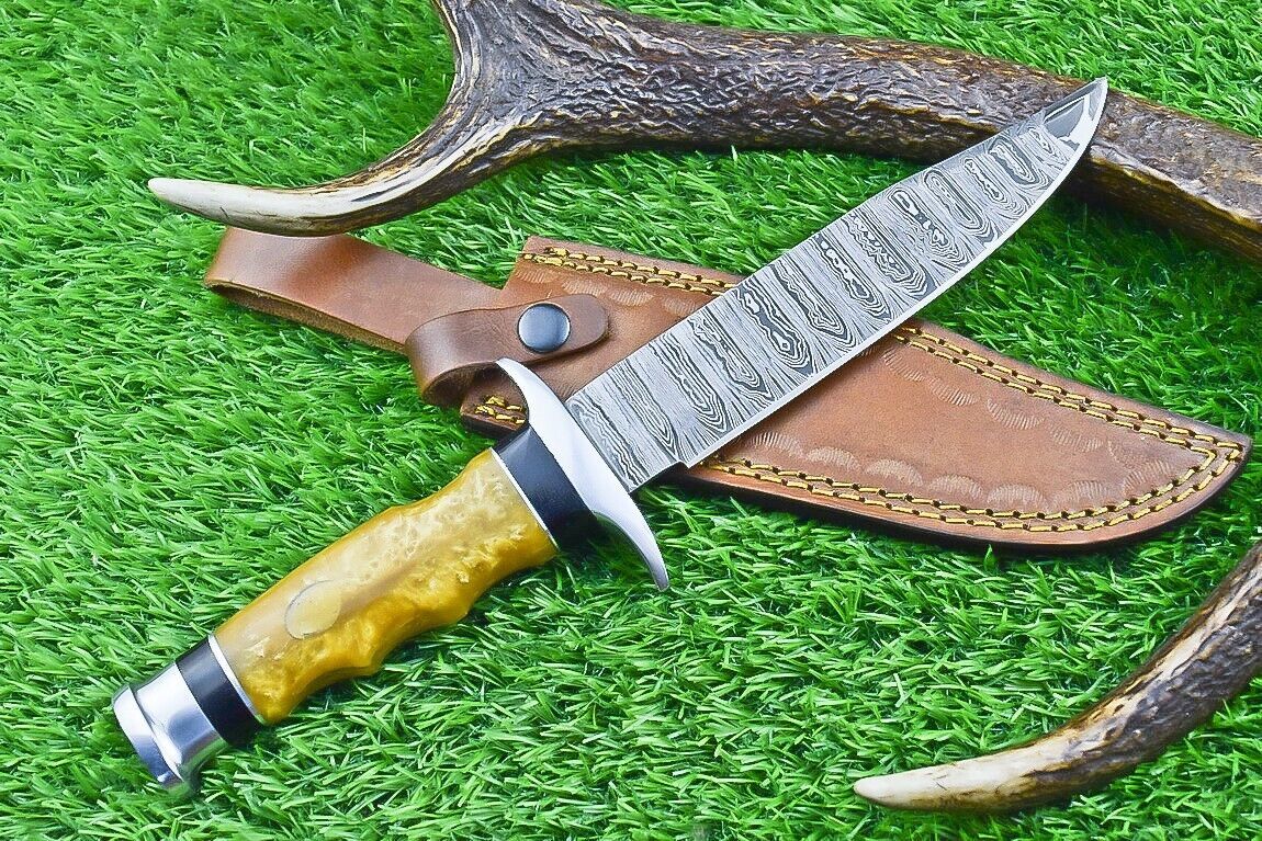 12 Inch Handcrafted Damascus Steel Bowie Knife with Resin Handle