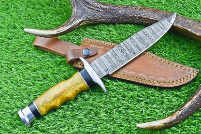 12 Inch Handcrafted Damascus Steel Bowie Knife with Resin Handle