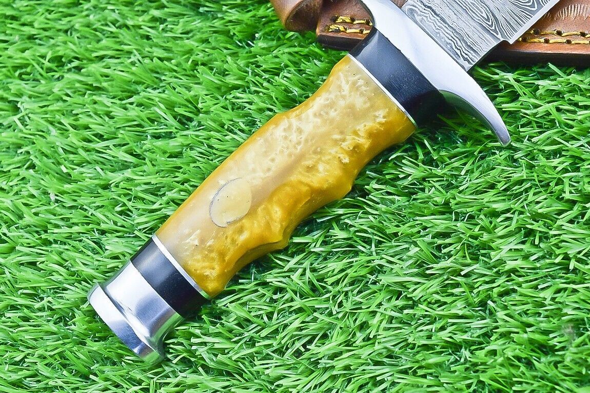 12 Inch Handcrafted Damascus Steel Bowie Knife with Resin Handle