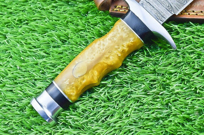 12 Inch Handcrafted Damascus Steel Bowie Knife with Resin Handle