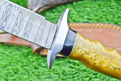 12 Inch Handcrafted Damascus Steel Bowie Knife with Resin Handle