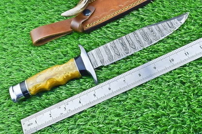 12 Inch Handcrafted Damascus Steel Bowie Knife with Resin Handle