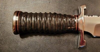 12 Inch Custom D2 Steel Bowie Knife with Impala Bull Horn Handle & Leather Sheath