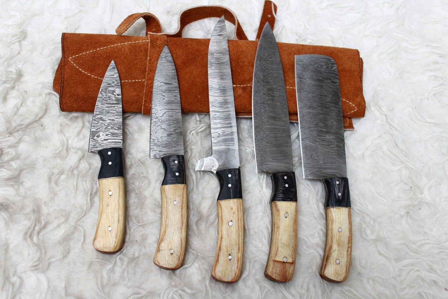 5-Piece Handmade Damascus Steel Chef Knife Set