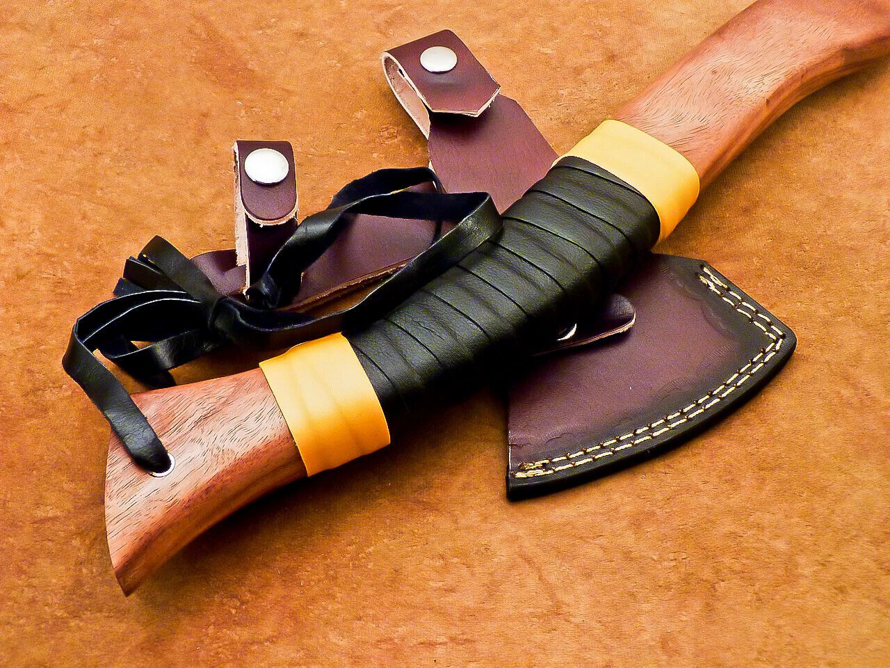 Carbon Steel Viking Camping Hatchet Tomahawk Axe 18 Inch Bearded Design with Natural Wood Handle
