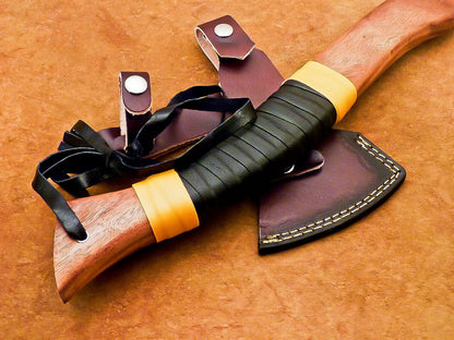 Carbon Steel Viking Camping Hatchet Tomahawk Axe 18 Inch Bearded Design with Natural Wood Handle