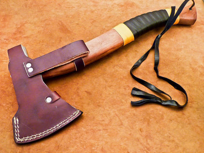 Carbon Steel Viking Camping Hatchet Tomahawk Axe 18 Inch Bearded Design with Natural Wood Handle