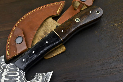 Handmade Damascus Steel Axe Clever Chopper Knife Walnut Wood Survival Axe with Sheath