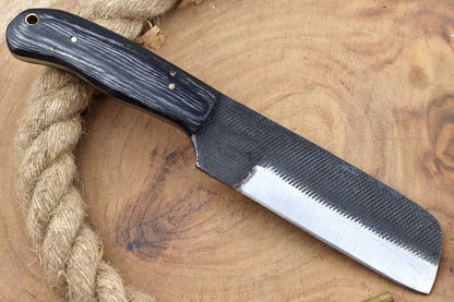 Custom Handmade Carbon Steel Bull Cutter Knife W/Sheath Cowboy Bull Cutter Knife