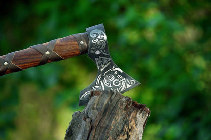 Hand Forged Ragnar Lothbrok Viking Axe 24 Inch High Carbon Steel with Walnut Handle