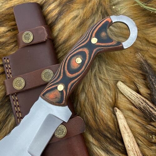 Hand Forged D2 Steel Tanto Tracker bowie Hunting Knife | Full Tang Wood Handle
